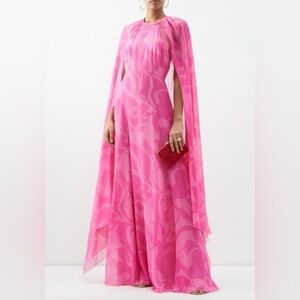 Etro Printed Silk Cape-sleeve Gown NWT